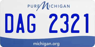 MI license plate DAG2321