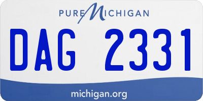 MI license plate DAG2331