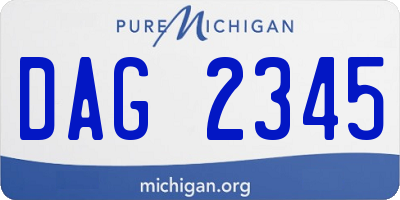 MI license plate DAG2345