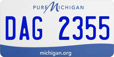 MI license plate DAG2355