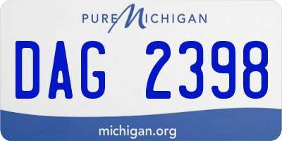 MI license plate DAG2398