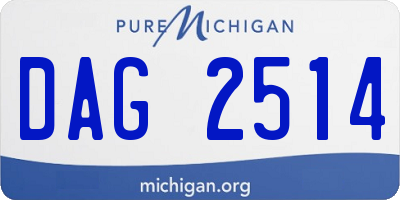 MI license plate DAG2514
