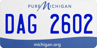 MI license plate DAG2602
