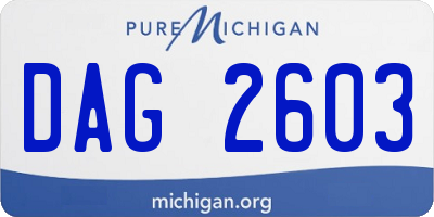 MI license plate DAG2603