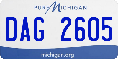 MI license plate DAG2605