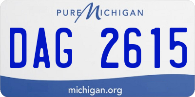 MI license plate DAG2615