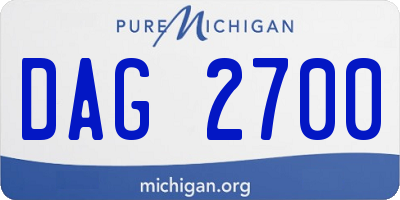 MI license plate DAG2700