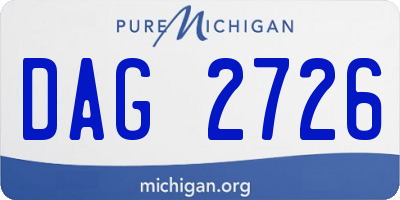 MI license plate DAG2726