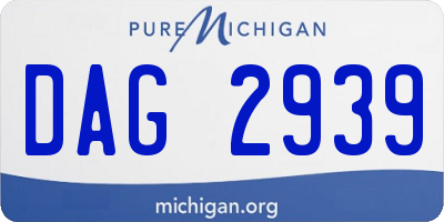 MI license plate DAG2939