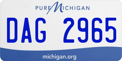 MI license plate DAG2965