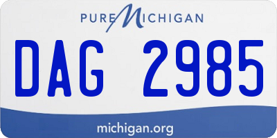 MI license plate DAG2985