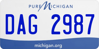 MI license plate DAG2987