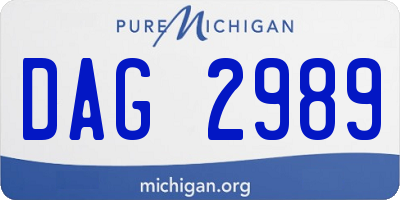 MI license plate DAG2989