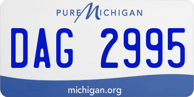 MI license plate DAG2995