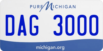 MI license plate DAG3000