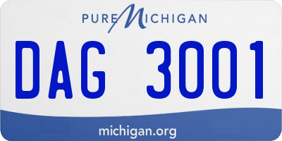 MI license plate DAG3001