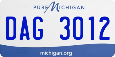 MI license plate DAG3012