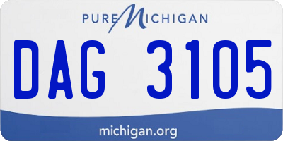 MI license plate DAG3105