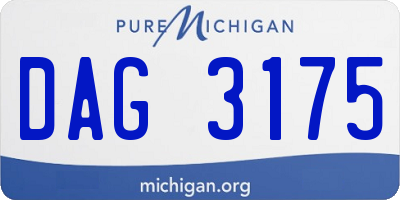 MI license plate DAG3175