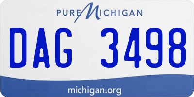 MI license plate DAG3498