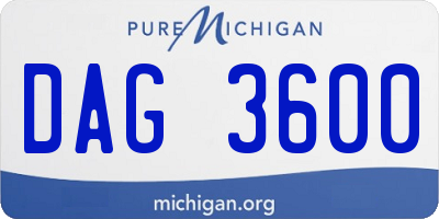 MI license plate DAG3600