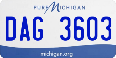 MI license plate DAG3603