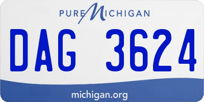 MI license plate DAG3624