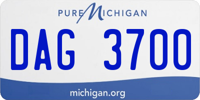 MI license plate DAG3700