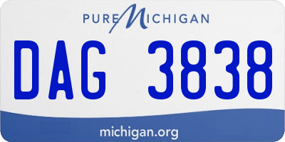 MI license plate DAG3838
