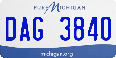 MI license plate DAG3840
