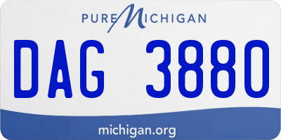 MI license plate DAG3880
