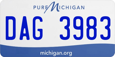 MI license plate DAG3983