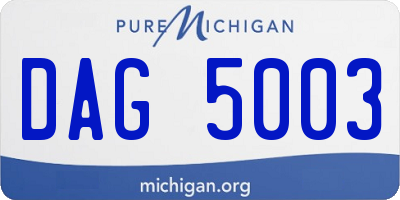 MI license plate DAG5003