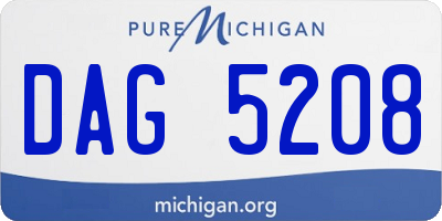 MI license plate DAG5208