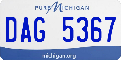 MI license plate DAG5367