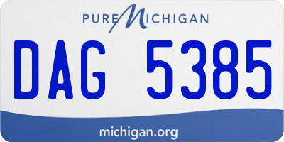 MI license plate DAG5385