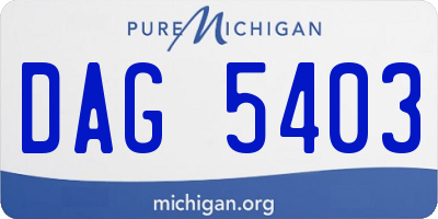 MI license plate DAG5403