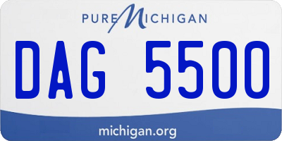 MI license plate DAG5500