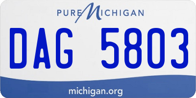 MI license plate DAG5803