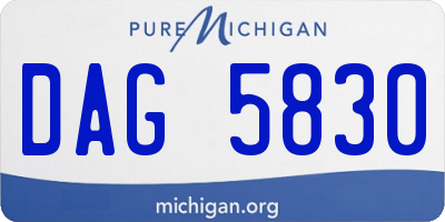 MI license plate DAG5830