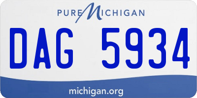 MI license plate DAG5934