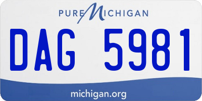 MI license plate DAG5981