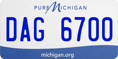 MI license plate DAG6700