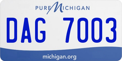 MI license plate DAG7003
