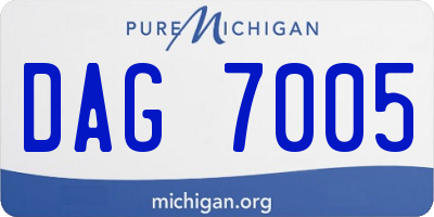 MI license plate DAG7005