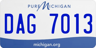 MI license plate DAG7013