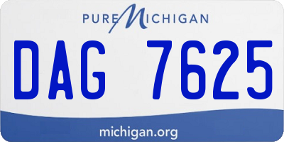MI license plate DAG7625