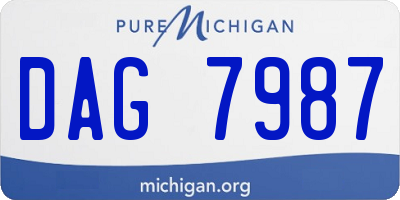 MI license plate DAG7987