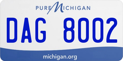 MI license plate DAG8002