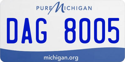 MI license plate DAG8005